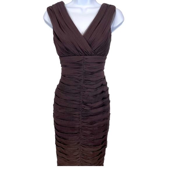 TADASHI COLLECTION Chiffon Silk Ruched Sheath Ruffle Dress - Picture 12 of 15